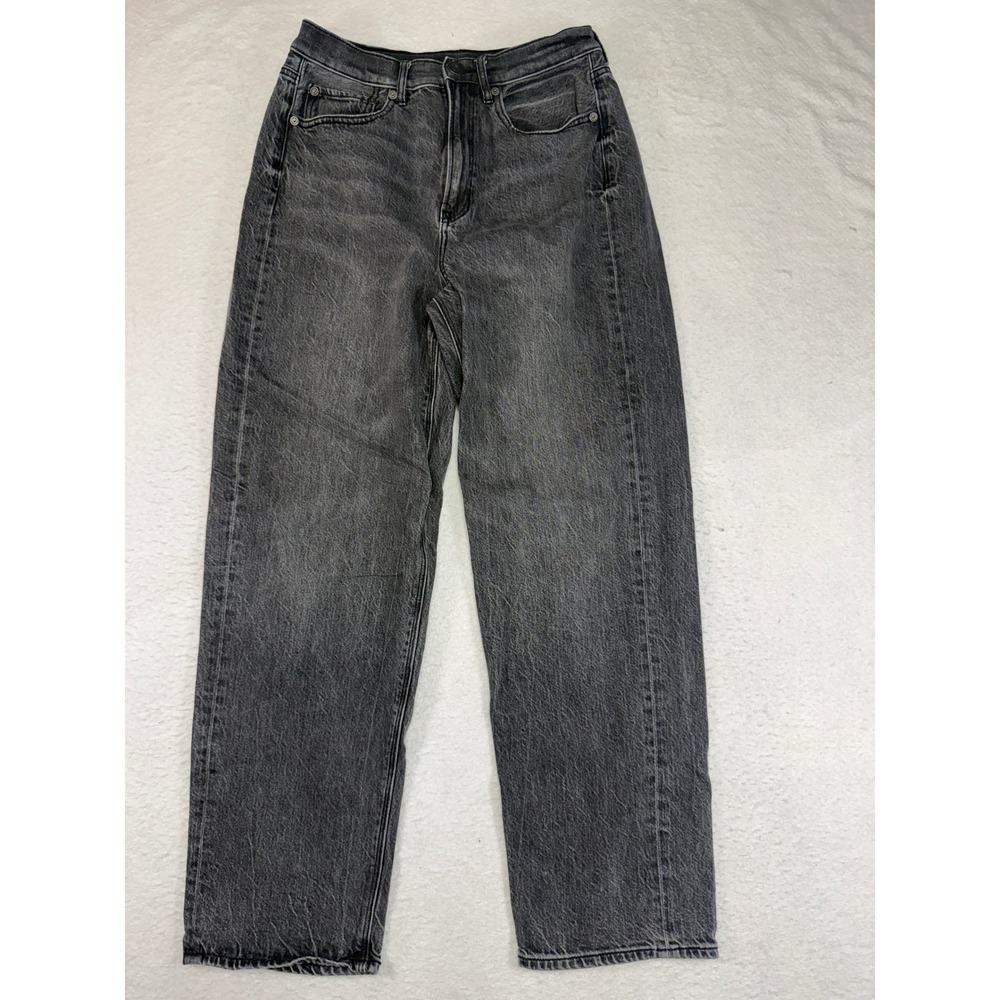 American Eagle High Waisted Straight Leg Jeans Washed Black Size 6 Short